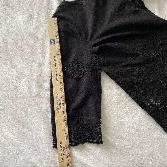 NWOT Tommy Bahama Eyelet Lace Black 3/4 Sleeve Cut Out Crochet Look Top SZ L - Picture 10 of 10